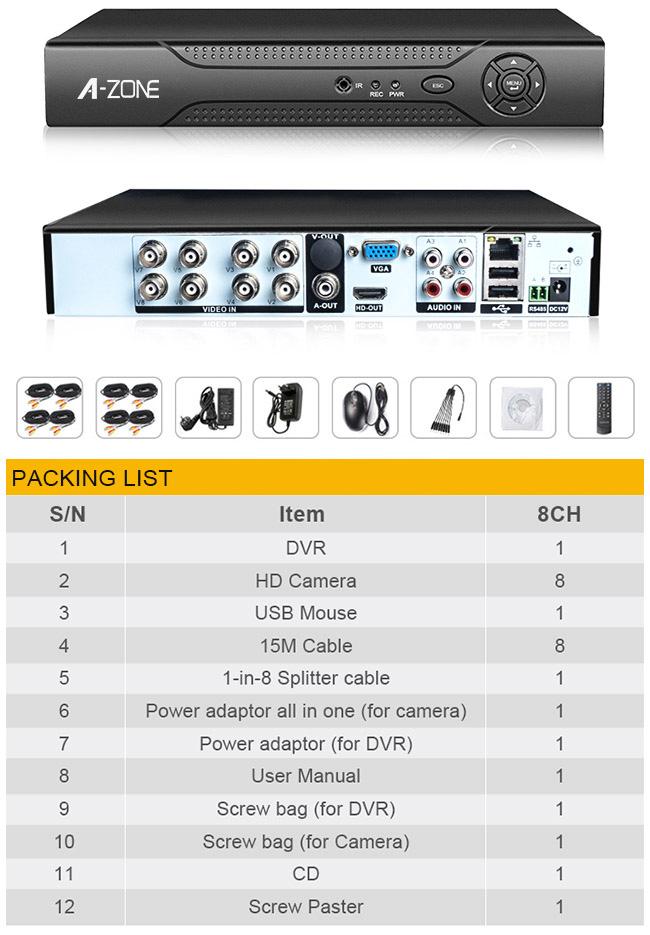 1080P AHD CCTV-Ausrüstungs-Nachtsicht, 8 Kanal Cctv-Ausrüstung für Hauptmetallkugel