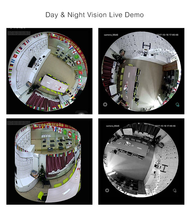 HD Fisheye 360 panoramische Vr Kamera Hochleistungs-Sensor WIFI-Zweiwegaudio-200W